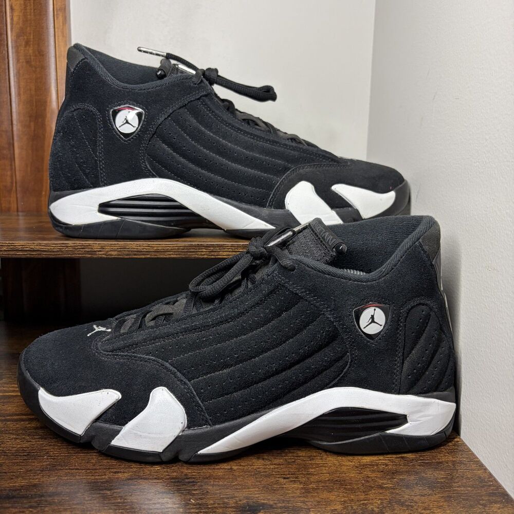 Size 10.5 - Nike Air Jordan 14 Retro Black White Suede